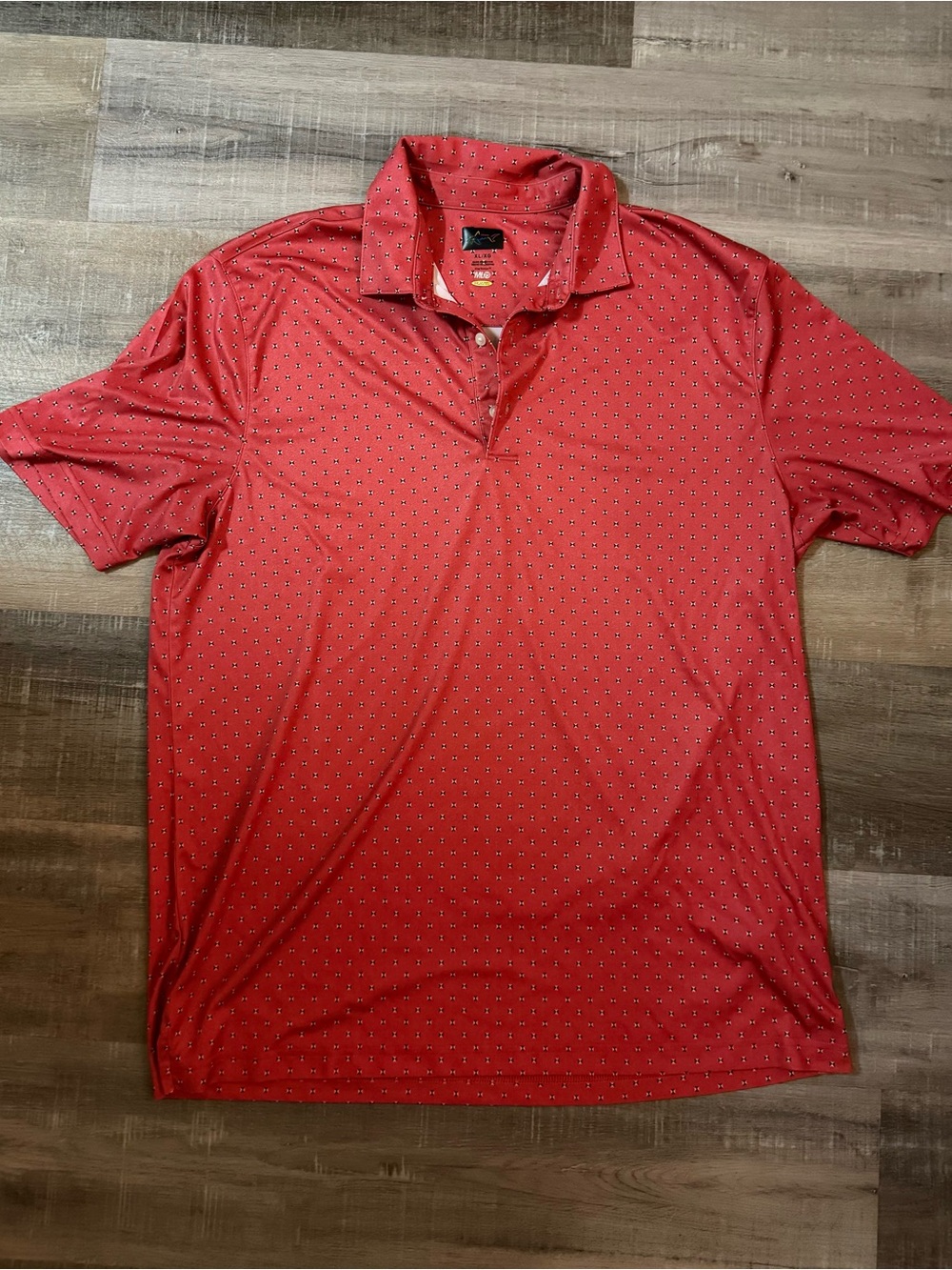 Greg Norman Collection Red Micro-Pattern Short Sleeve Polo